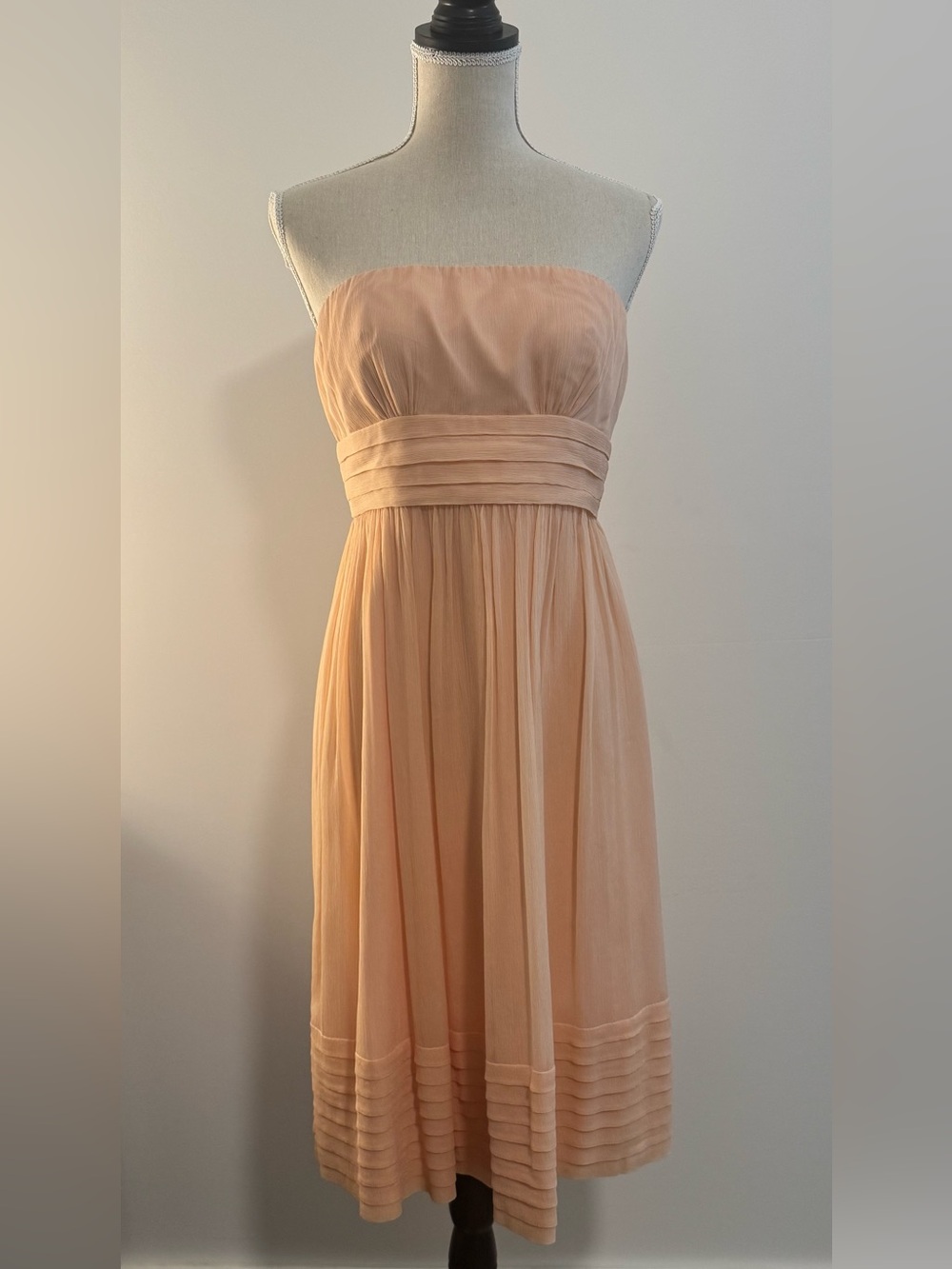 J. Crew 100% Silk Dress Peach Strapless Lined Size 6